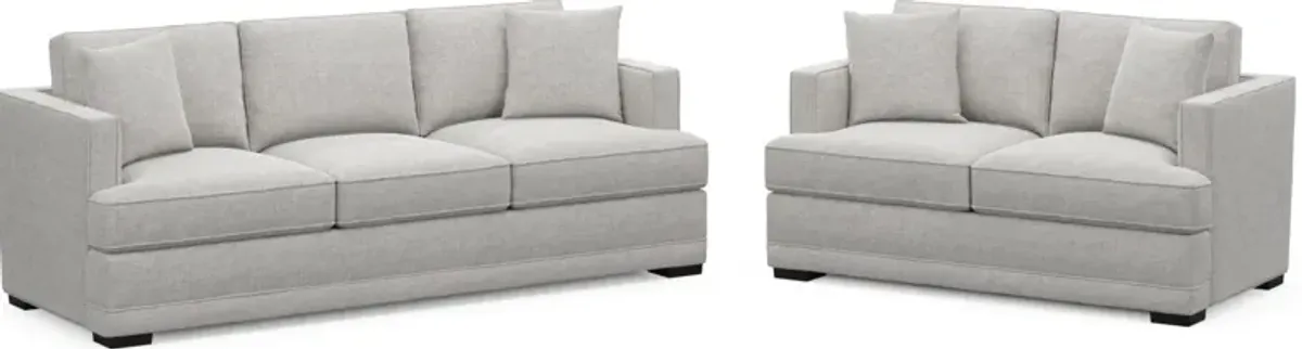 Pembroke Hybrid Comfort Sofa and Loveseat Set - Adario Fog