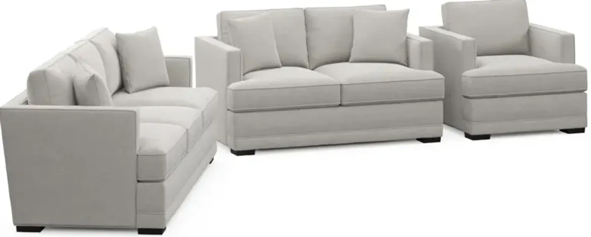 Pembroke Hybrid Comfort Sofa, Loveseat, and Chair Set - Basker Dove