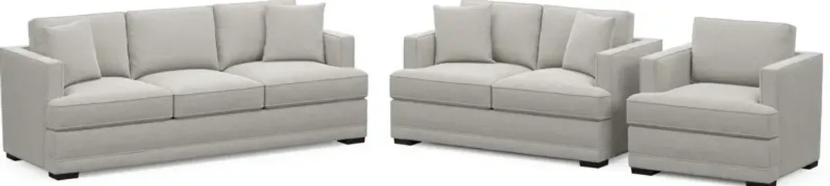 Pembroke Hybrid Comfort Sofa, Loveseat, and Chair Set - Basker Dove