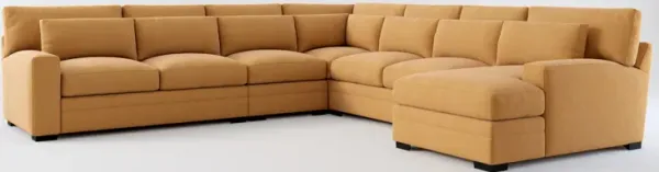 Winston Foam Comfort 5-Piece Sectional with Right-Facing Chaise - Merrimac Topaz