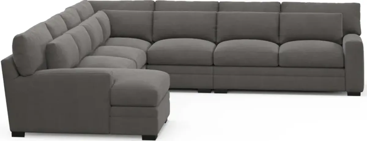 Winston Foam Comfort 5-Piece Sectional with Left-Facing Chaise - Merrimac Ash