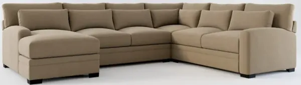 Winston Foam Comfort 4-Piece Sectional with Left-Facing Chaise - Merrimac Brownstone