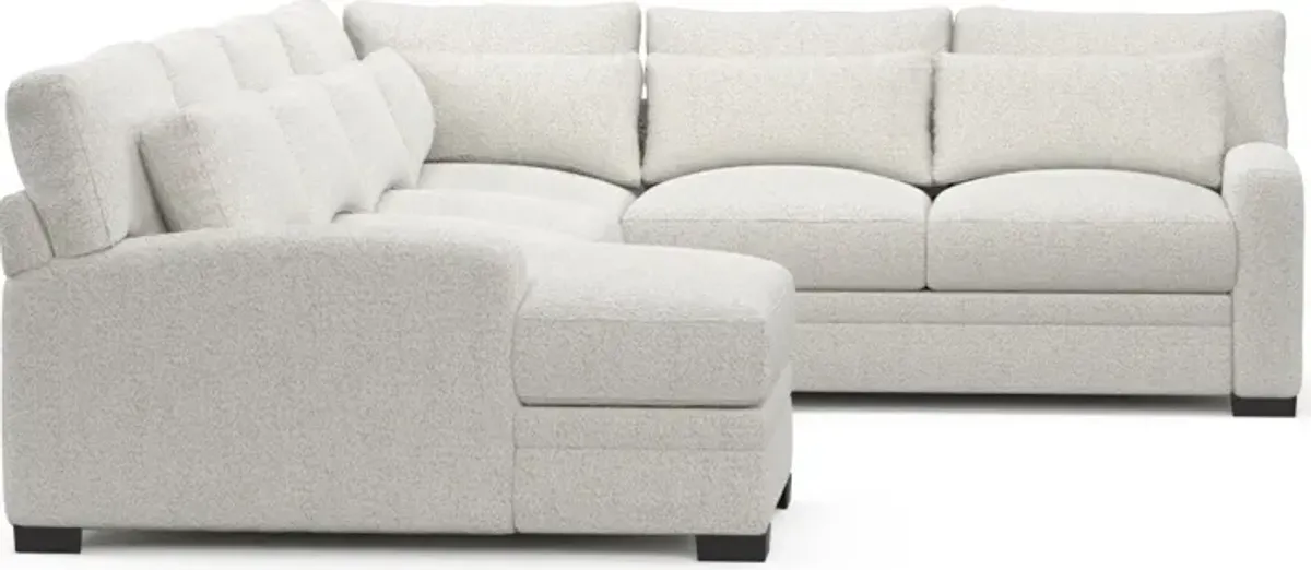 Winston Foam Comfort 4-Piece Sectional with Chaise - River Rock Ivory