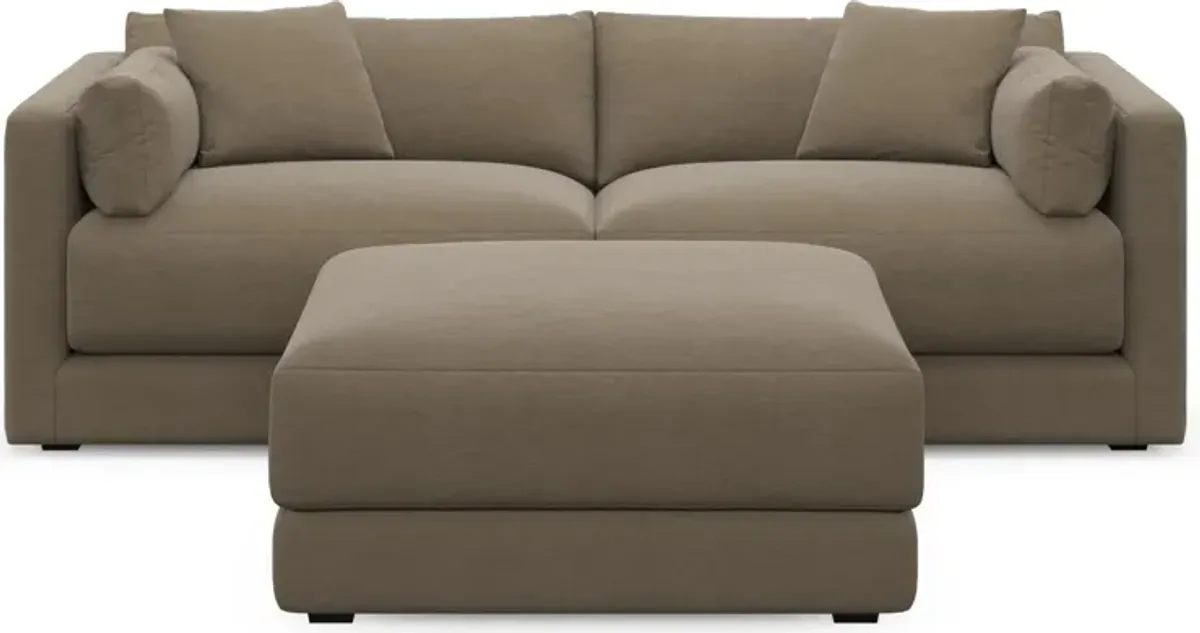 Malibu 2-Piece Sofa and Ottoman - Merrimac Brownstone