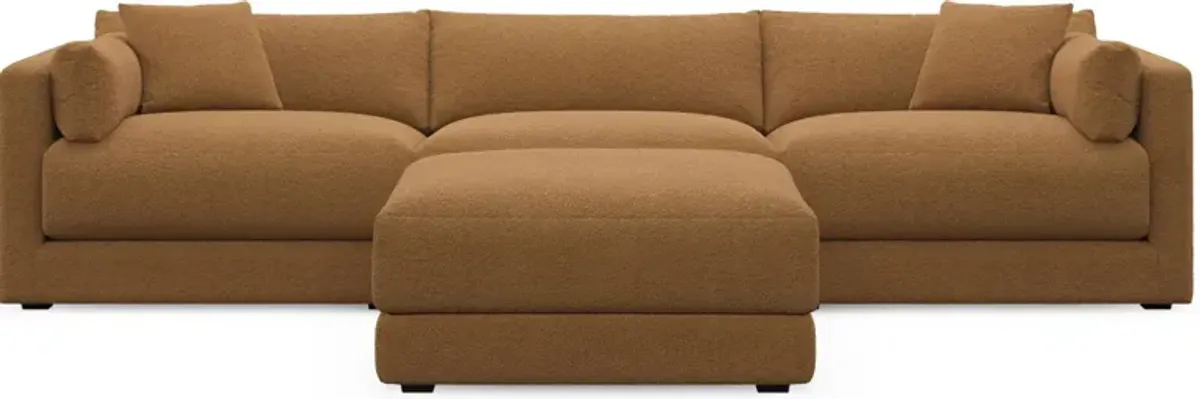 Malibu 3-Piece Sofa and Ottoman - Nora Camel