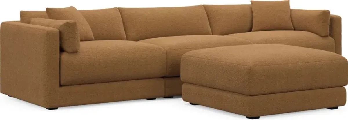 Malibu 3-Piece Sofa and Ottoman - Nora Camel
