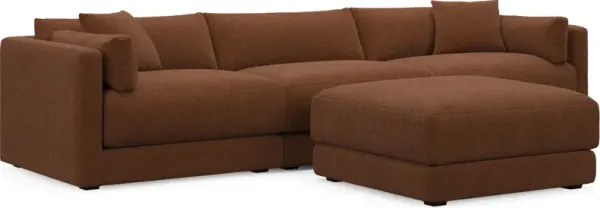 Malibu 3-Piece Sofa and Ottoman - Nora Chocolate