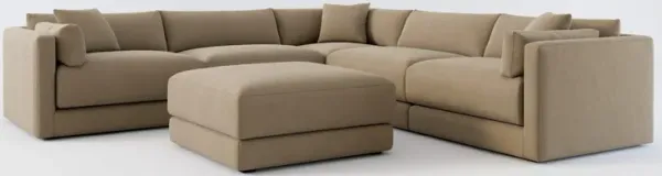 Malibu 5-Piece Sectional and Ottoman - Merrimac Brownstone