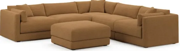 Malibu 5-Piece Sectional and Ottoman - Nora Camel