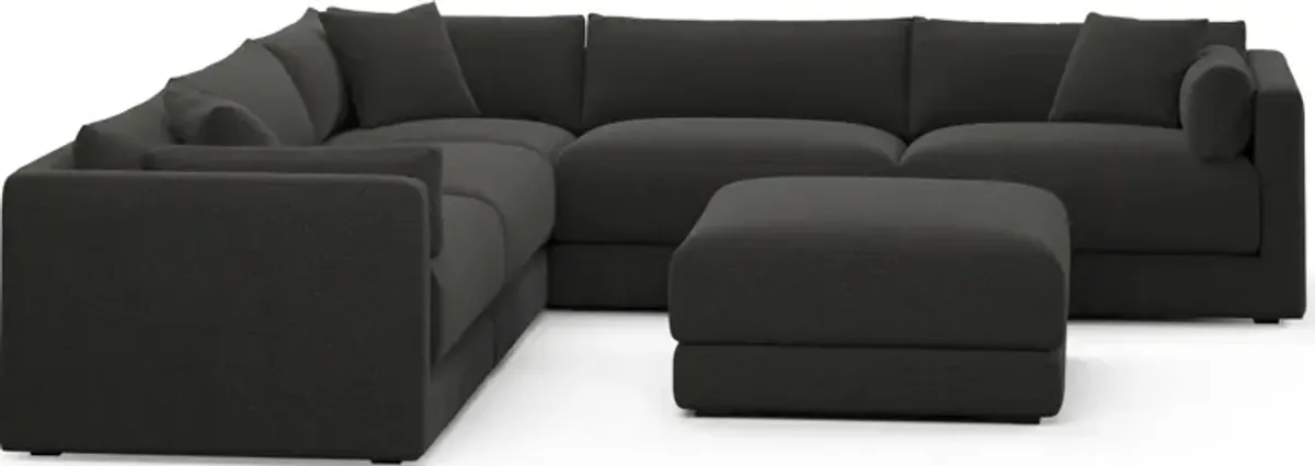 Malibu  5-Piece Sectional and Ottoman - Liv Onyx