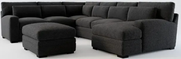 Winston Foam Comfort 5-Piece Sectional with Right-Facing Chaise and Ottoman - Bloke Obsidian