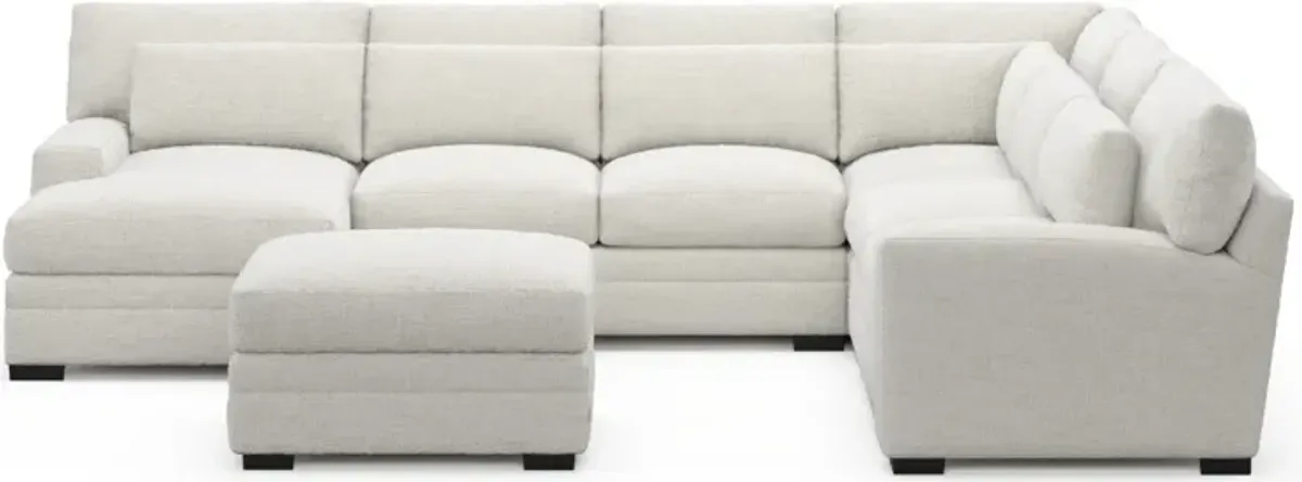 Winston Hybrid Comfort 5-Piece Sectional with Left-Facing Chaise and Ottoman - Bantu Pearl