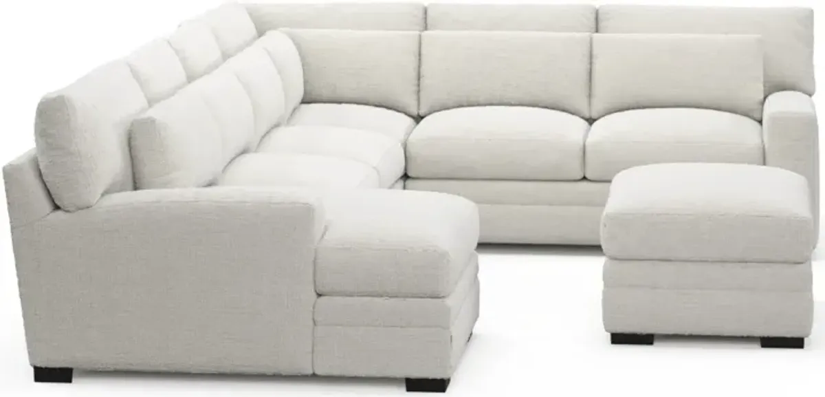 Winston Hybrid Comfort 5-Piece Sectional with Left-Facing Chaise and Ottoman - Bantu Pearl