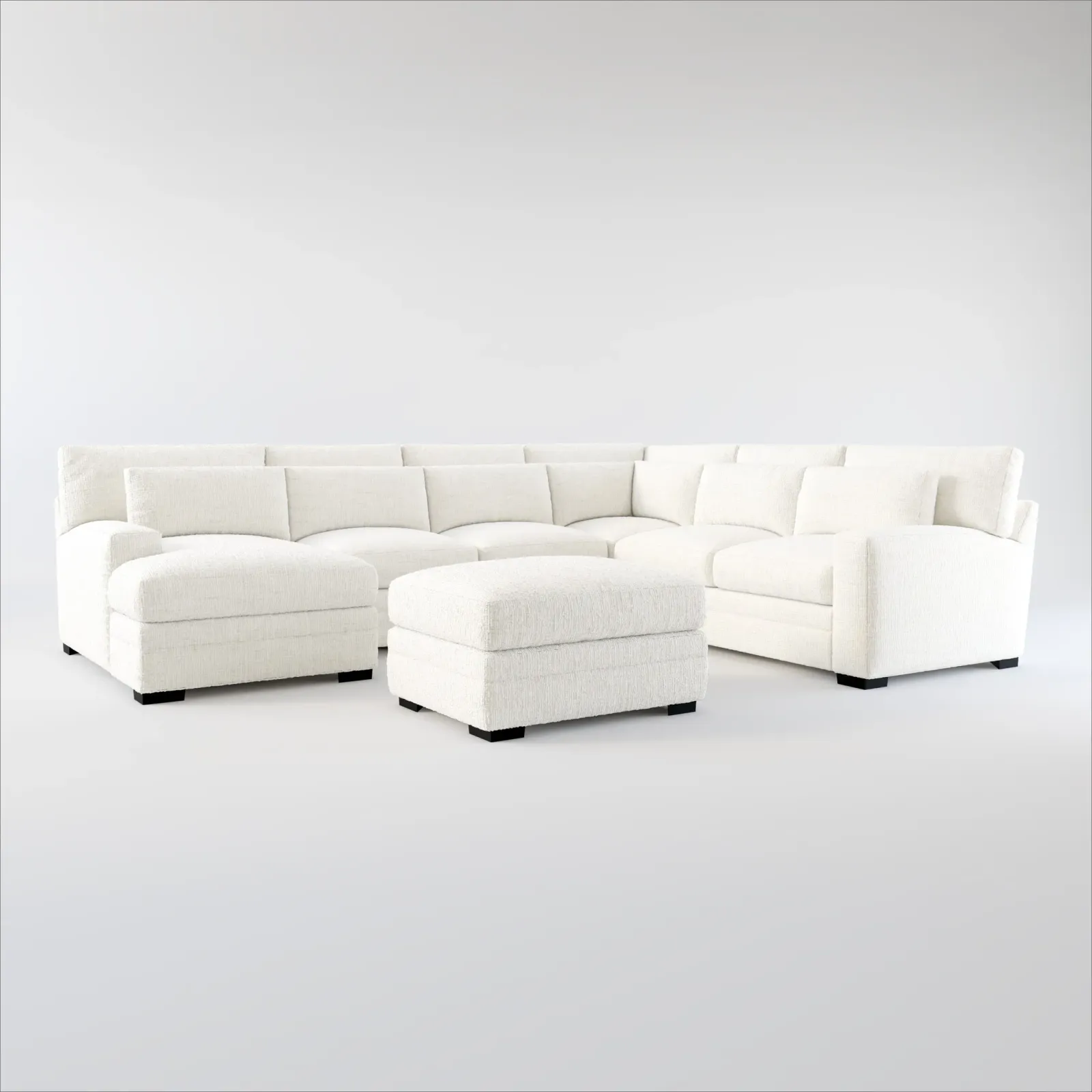 Winston Hybrid Comfort 5-Piece Sectional with Left-Facing Chaise and Ottoman - Bantu Pearl