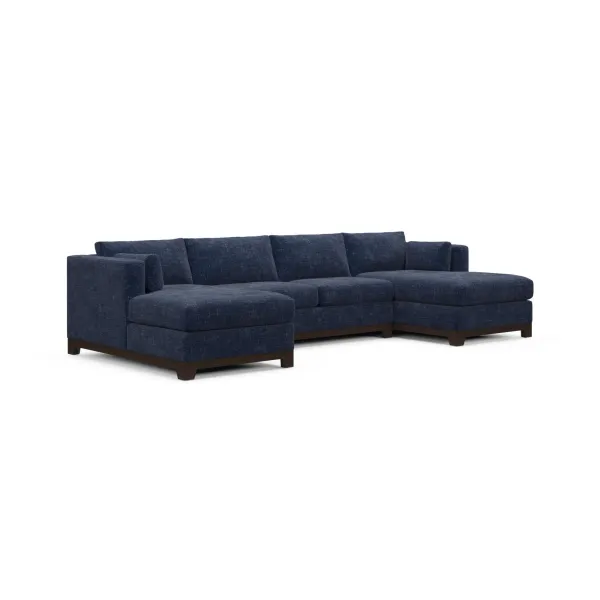 Brentwood Hybrid Comfort 3-Piece Sectional with Dual Chaise - Sundar Navy