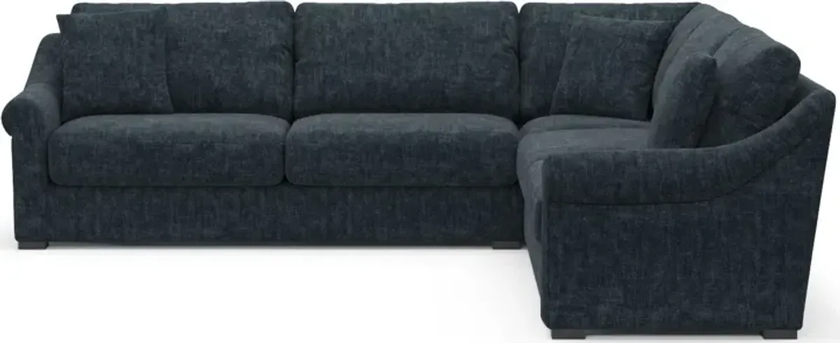 Bowery Foam Comfort 3-Piece Sleeper Sectional with Left-Facing Sleeper - Argo Navy