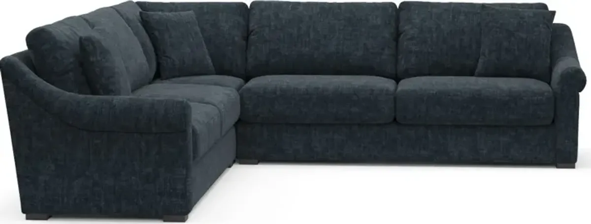 Bowery Foam Comfort 3-Piece Sleeper Sectional with Left-Facing Sleeper - Argo Navy