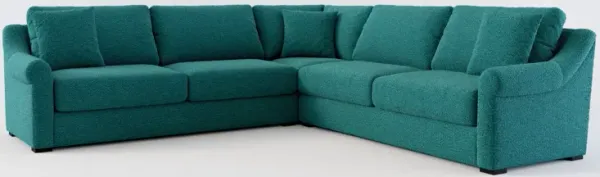 Bowery Foam Comfort 3-Piece Sleeper Sectional with Right-Facing Sleeper - Bloke Peacock