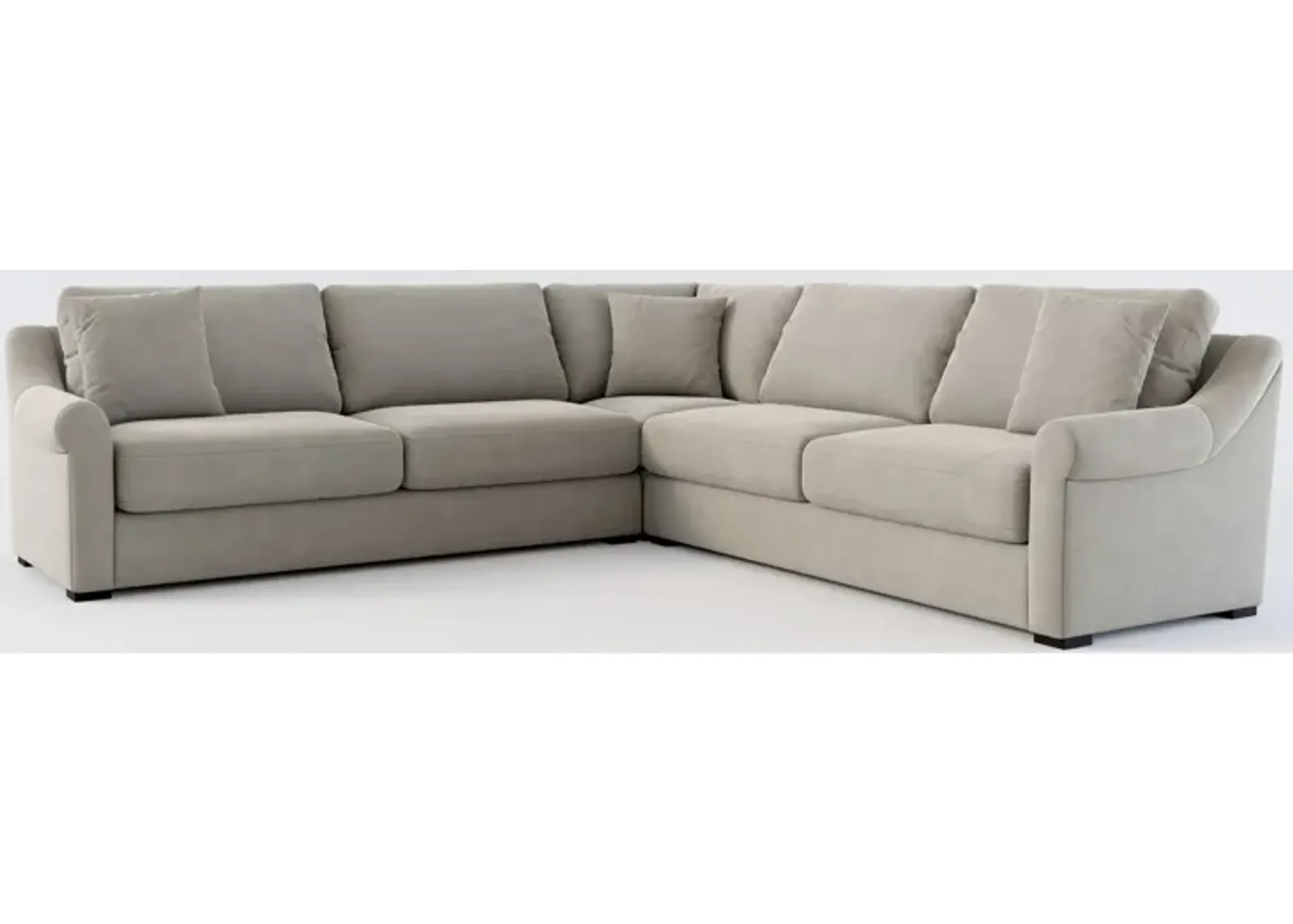 Bowery Foam Comfort 3-Piece Sleeper Sectional with Right-Facing Sleeper - Abington Fog