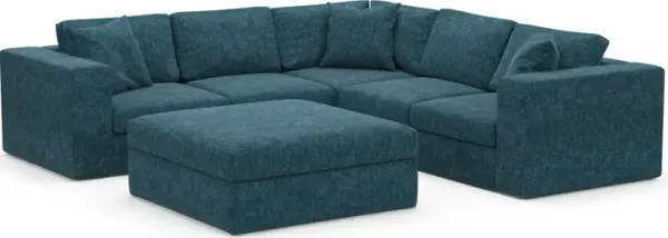 Collin Hybrid Comfort Eco Performance Fabric 5-Piece Sectional w/ Ottoman - Argo Tropic