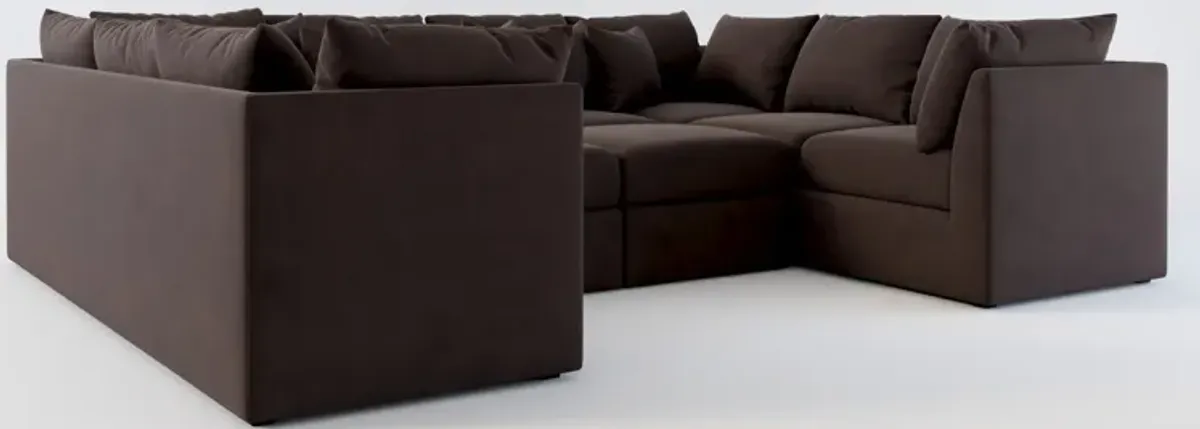 Nest Hybrid Comfort 5-Piece Pit Sectional - Merrimac Dark Brown