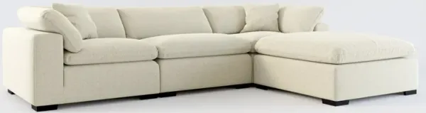 Plush Feathered Comfort Eco Performance Fabric 3-Piece Sofa and Ottoman - Broderick Charcoal