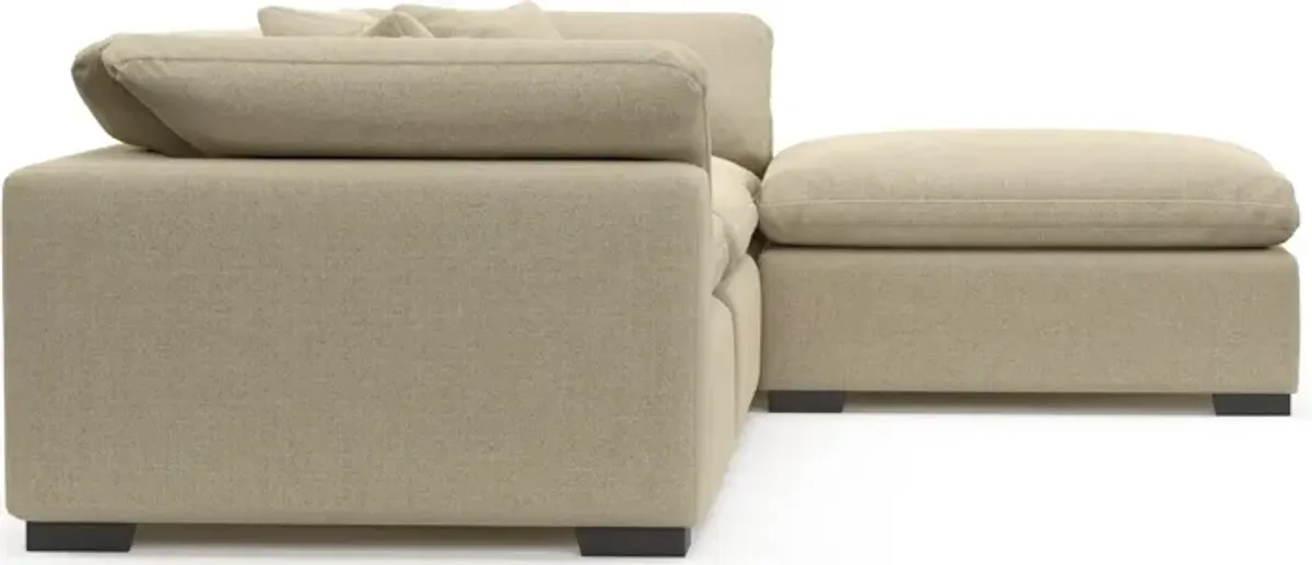 Plush Feathered Comfort Eco Performance Fabric 3-Piece Sofa and Ottoman - Broderick Sand