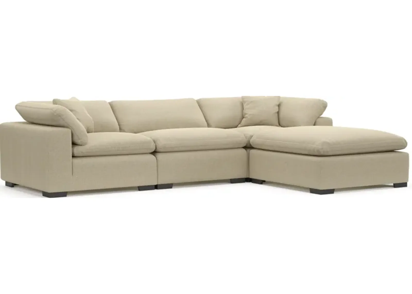 Plush Feathered Comfort Eco Performance Fabric 3-Piece Sofa and Ottoman - Broderick Sand