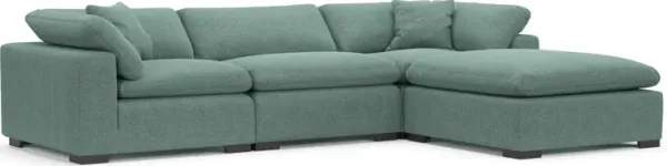 Plush Feathered Comfort Eco Performance Fabric 3-Piece Sofa and Ottoman - Bridger Jade