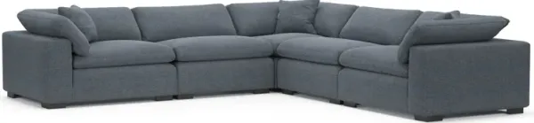 Plush Feathered Comfort Eco Performance Fabric 5-Piece Sectional - Bridger Navy
