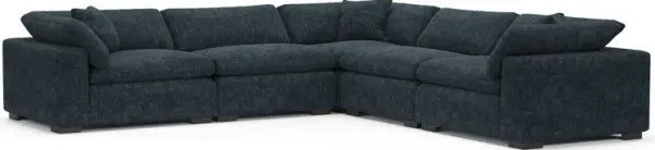 Plush Feathered Comfort Eco Performance Fabric 5-Piece Sectional - Argo Navy