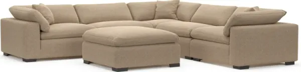 Plush Feathered Comfort Eco Performance Fabric 5-Piece Sectional and Ottoman - Liv Wicker