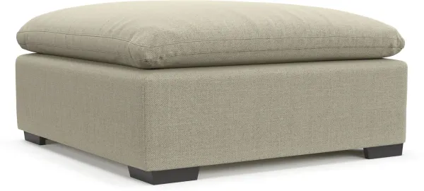 Plush Feathered Comfort Eco Performance Fabric Ottoman - Broderick Charcoal