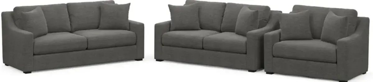 Dobson Foam Comfort 3 Pc. Living Room - Curious Charcoal