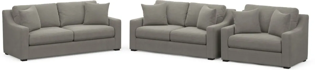 Dobson Foam Comfort 3 Pc. Living Room - Abington TW Fog