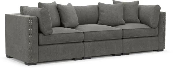 Abington Foam Comfort 3-Piece Sofa - Living Large Charcoal