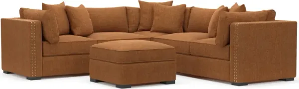 Abington Foam Comfort 3-Piece Sectional and Ottoman- Contessa Ginger