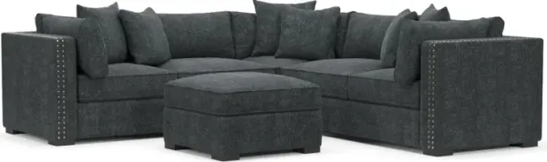 Abington Foam Comfort 3-Piece Sectional and Ottoman- Contessa Shadow