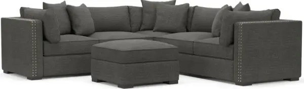 Abington Foam Comfort 3-Piece Sectional and Ottoman- Curious Charcoal