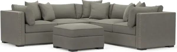 Abington Foam Comfort 3-Piece Sectional and Ottoman- Abington Fog