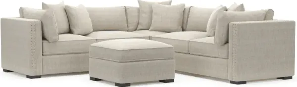 Abington Foam Comfort 3-Piece Sectional and Ottoman- Mason Porcelain