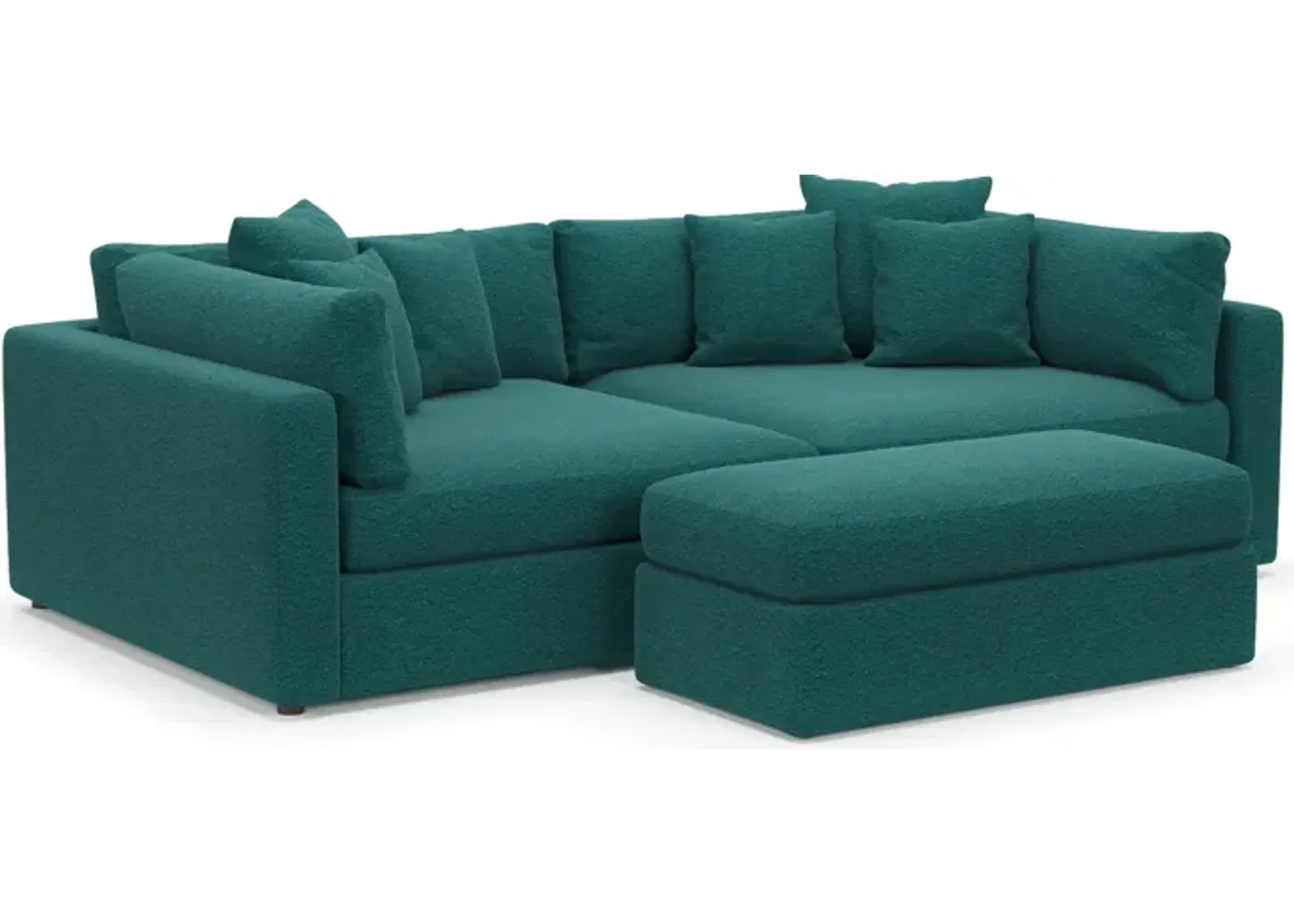 Haven Foam Comfort 2-Piece Media Sofa and Ottoman - Bloke Peacock