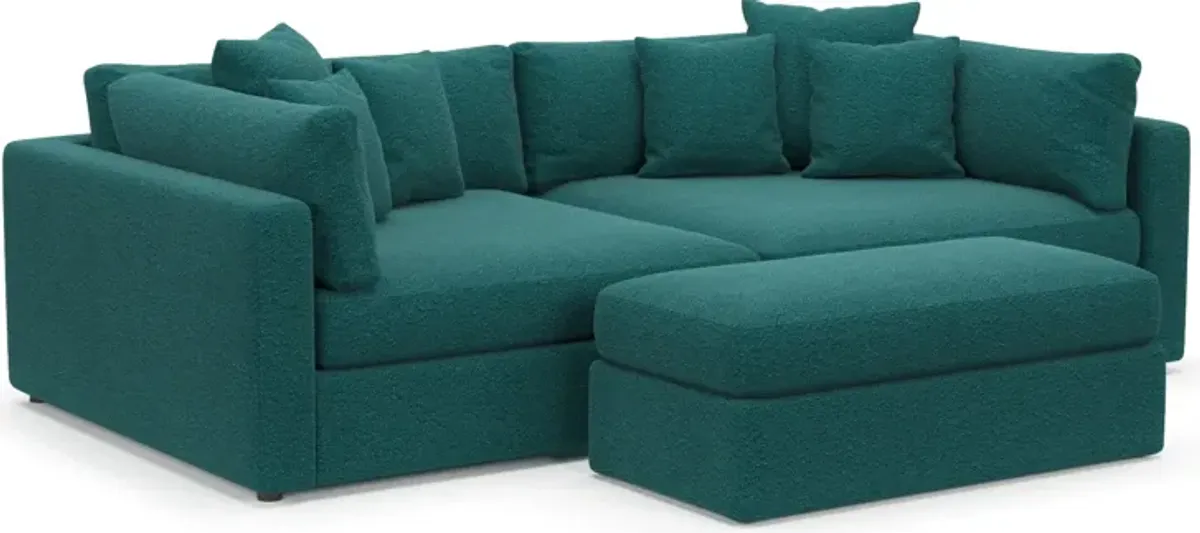 Haven Foam Comfort 2-Piece Media Sofa and Ottoman - Bloke Peacock