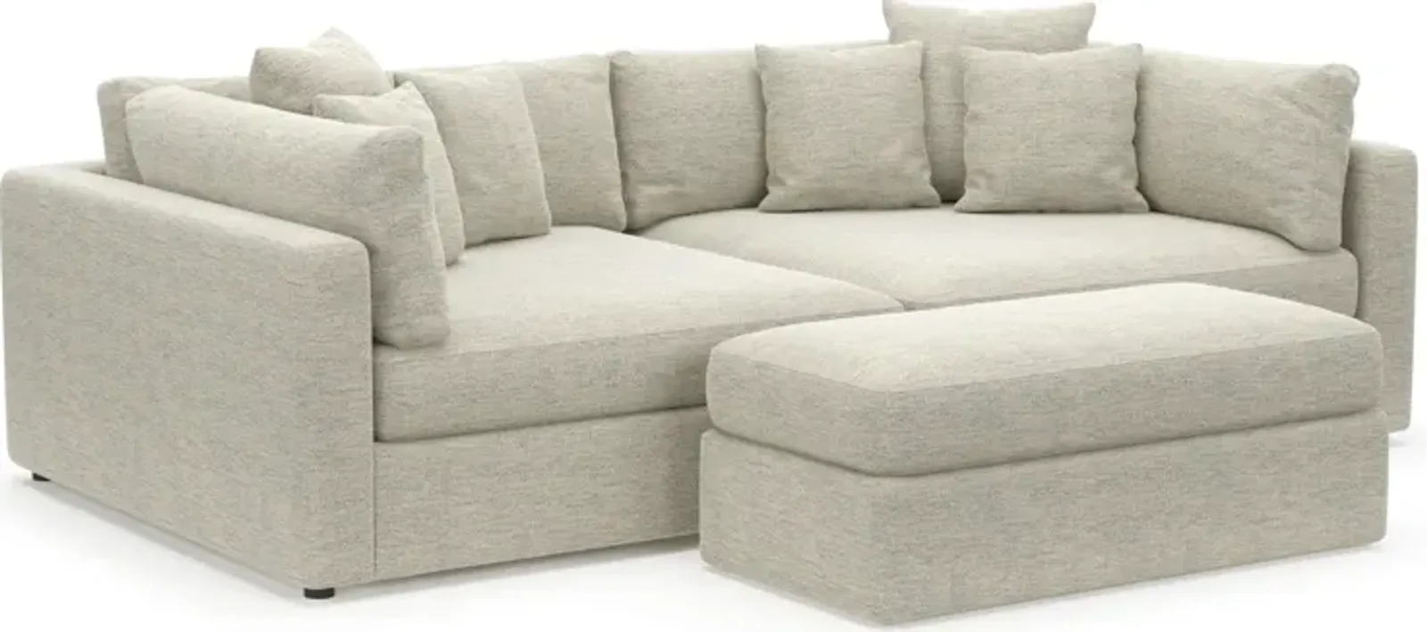 Haven 2-Piece Media Sofa and Ottoman - Merino Chalk