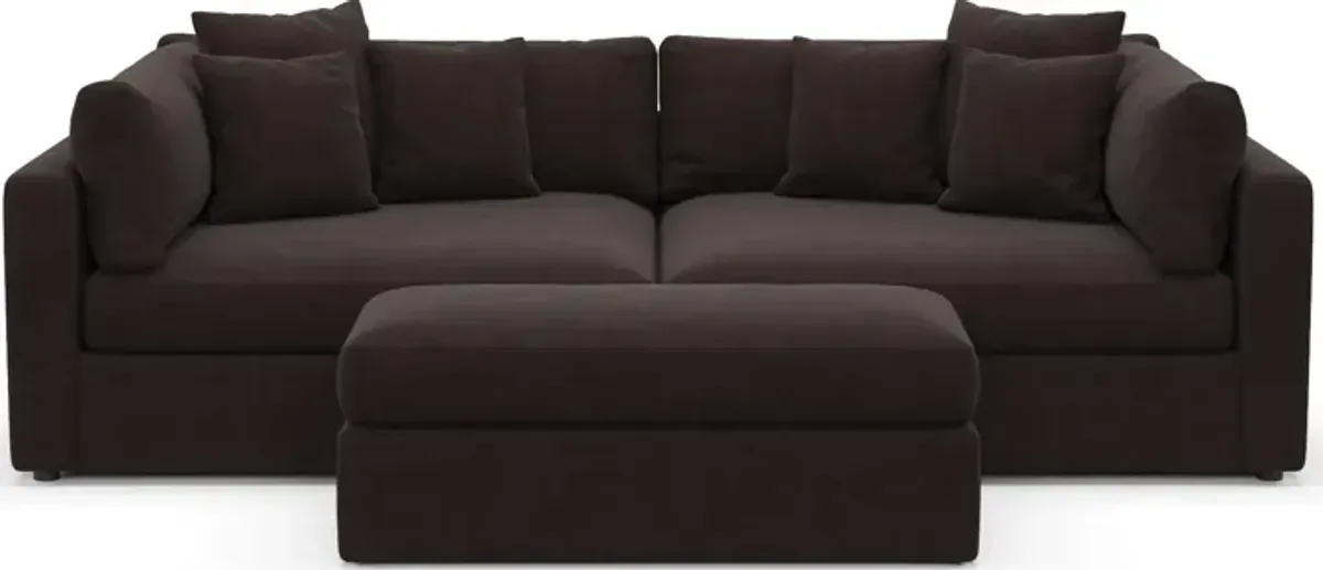 Haven Foam Comfort 2-Piece Media Sofa and Ottoman - Merrimac Dark Brown