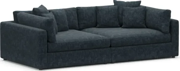 Haven Foam Comfort Eco Performance Fabric 2-Piece Media Sofa - Argo Navy