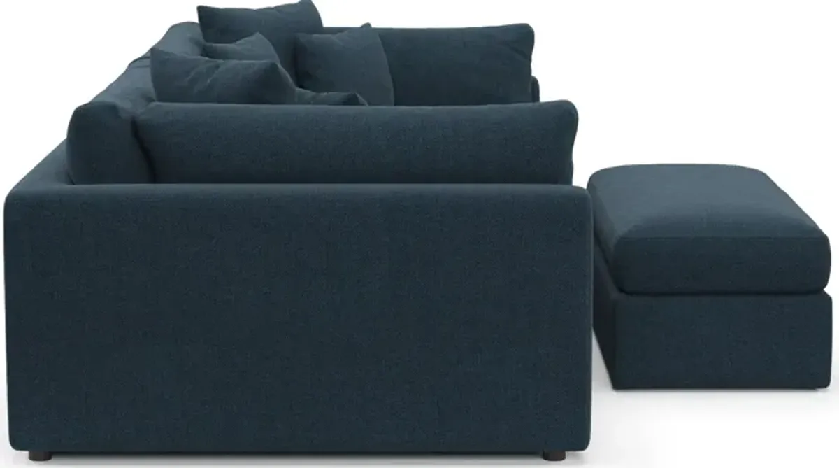 Haven Foam Comfort Eco Performance Fabric 2-Piece Media Sofa and Ottoman - Broderick Indigo