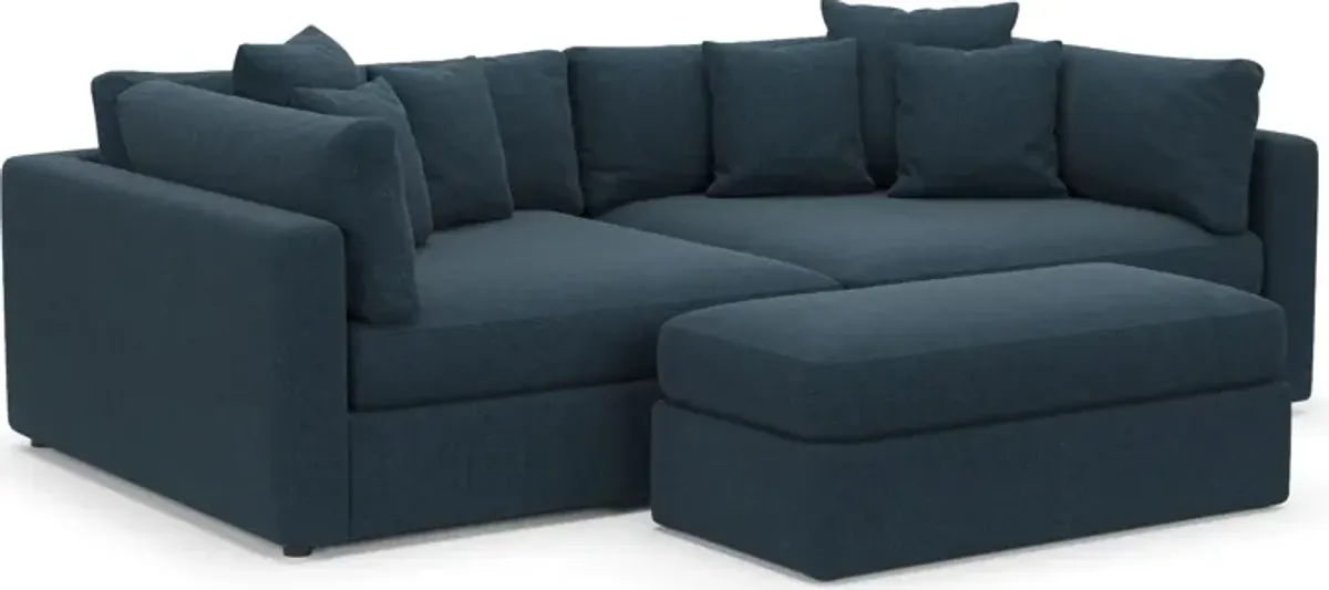 Haven Foam Comfort Eco Performance Fabric 2-Piece Media Sofa and Ottoman - Broderick Indigo