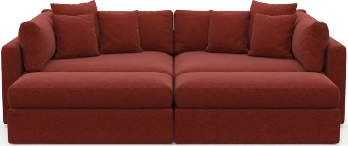 Haven Foam Comfort 2-Piece Media Sofa and 2 Ottomans - Bloke Brick