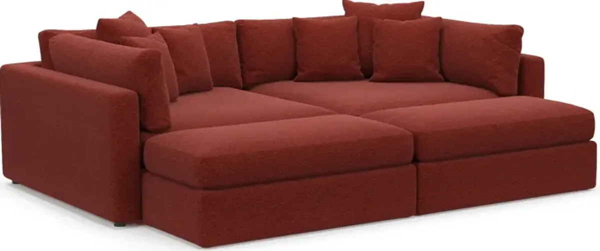 Haven Foam Comfort 2-Piece Media Sofa and 2 Ottomans - Bloke Brick